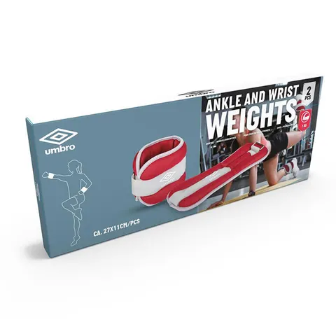 Umbro ankle and wrist weights, 2 × 1 kg, red, view 3