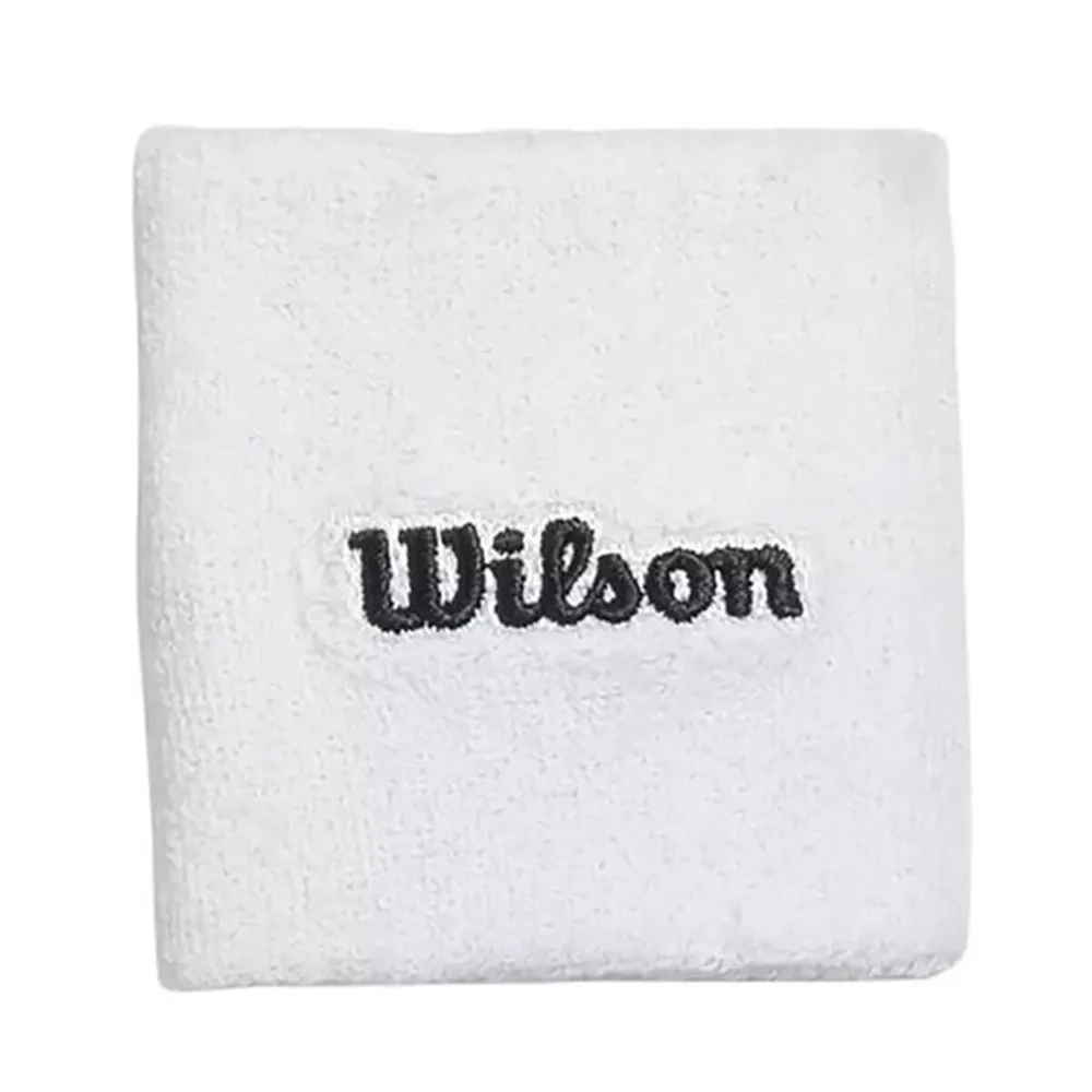 Poignets éponge Wilson U Terry Logo Singlewide, blancs, lot de 2